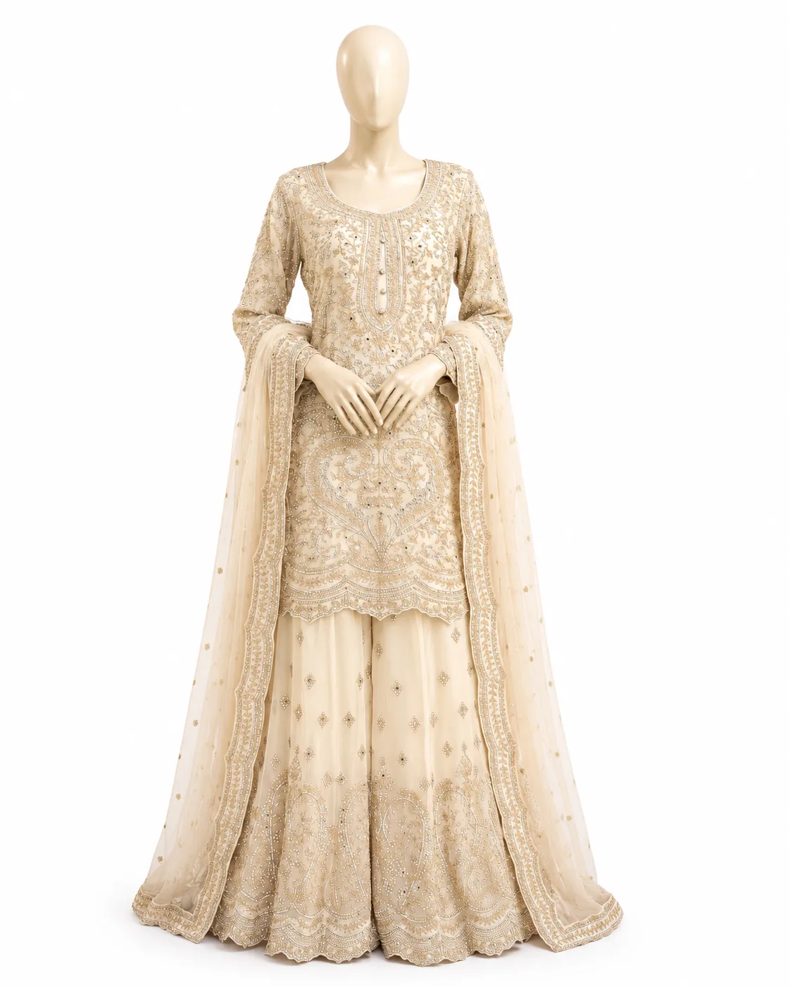 Women’s Embroidered Kurta Sharara Set with Dupatta view 2